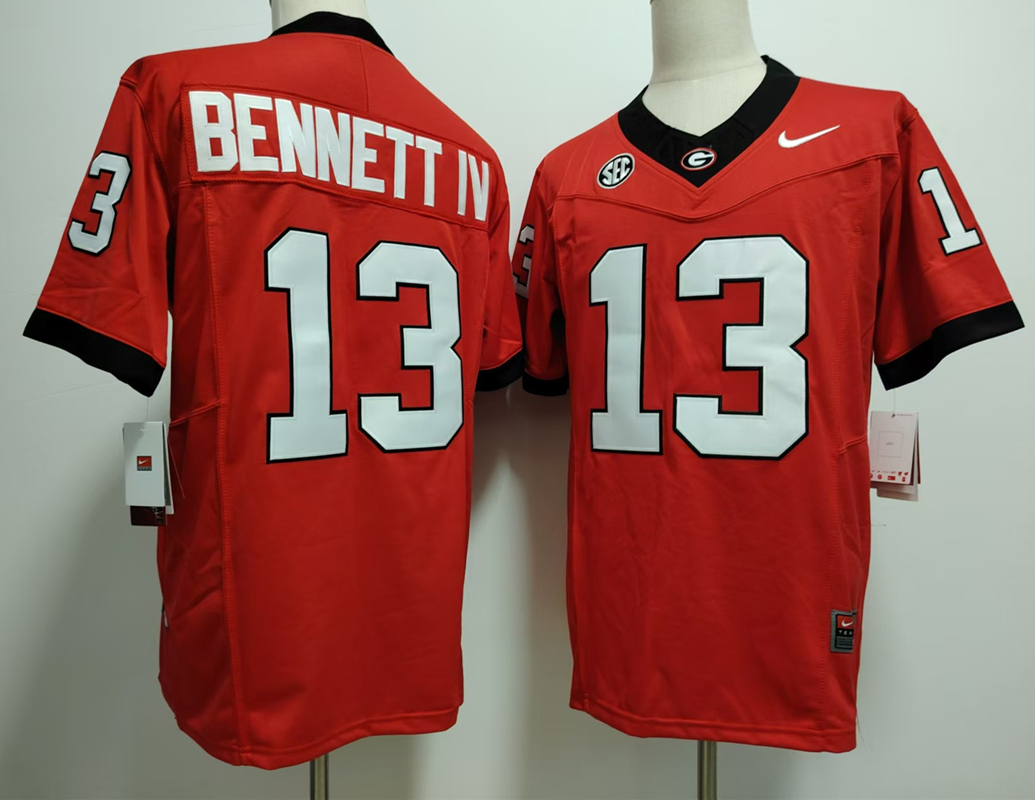 Men Bulldog 13 Stetson Bennett IV red 2024 Nike NCAA jersey